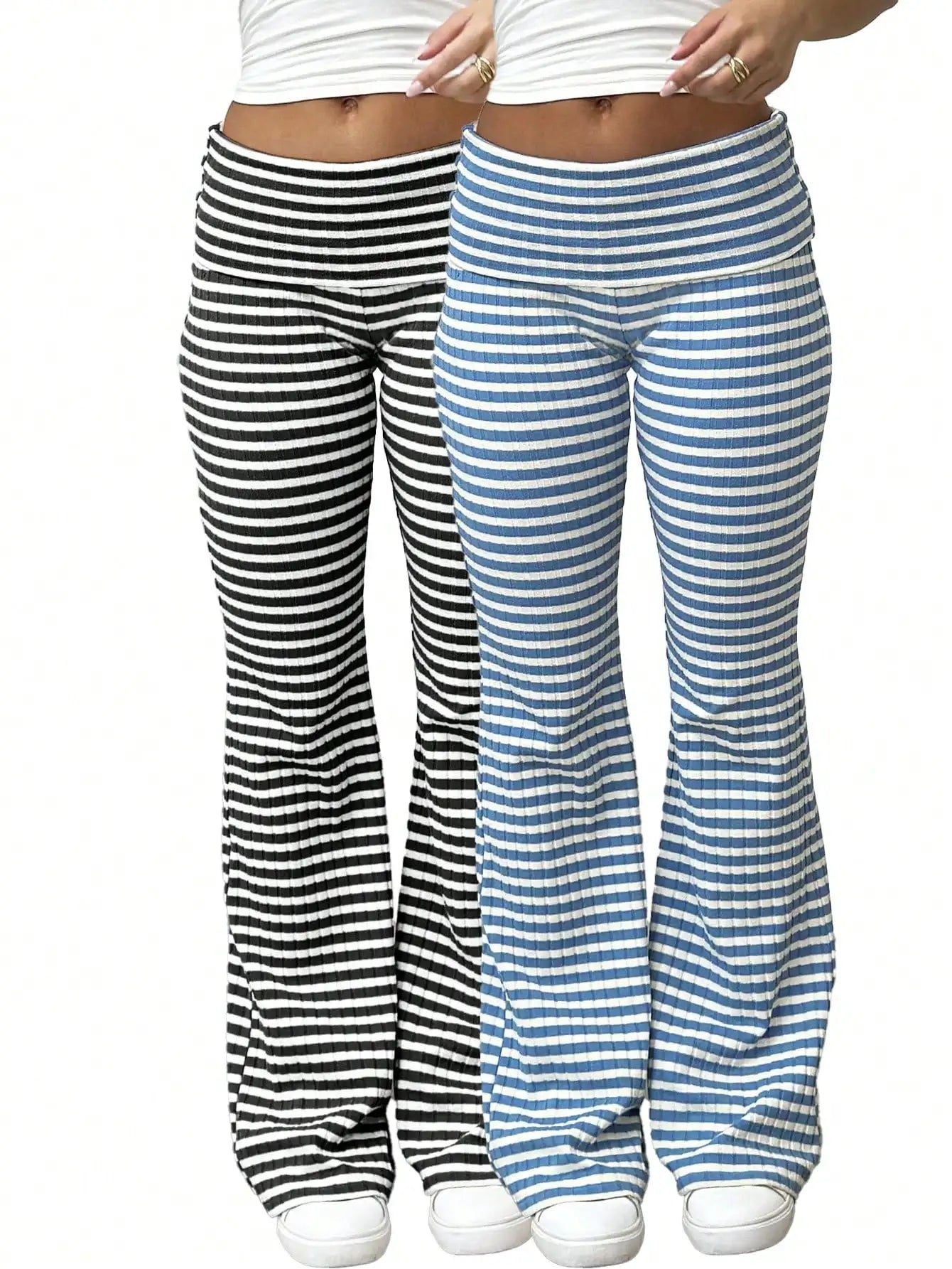 High-Waisted Flared Pants for Sporty Casual Style