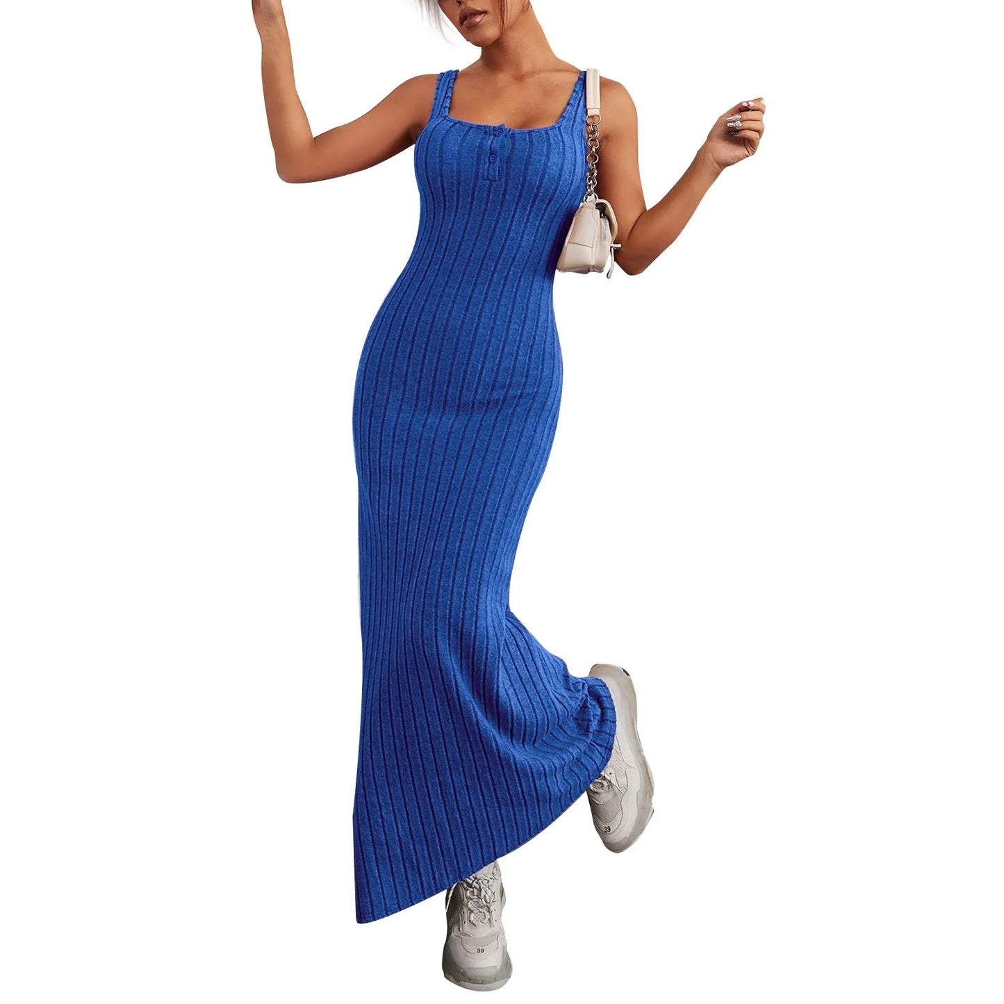 Elegant Sleeveless Casual Dress for Summer Evening Parties