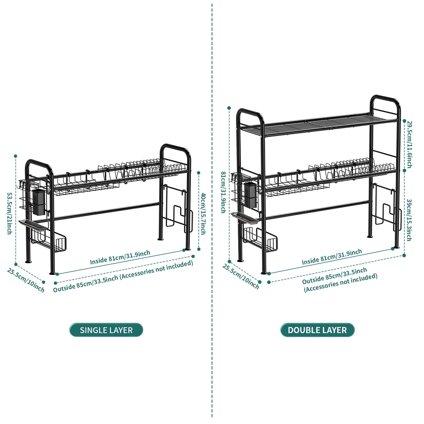 2 Tier Over The Sink Dish Drying Rack For Kitchen
