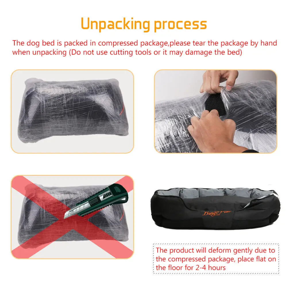 Calming Dog Bed with Removable Cushion for All Seasons