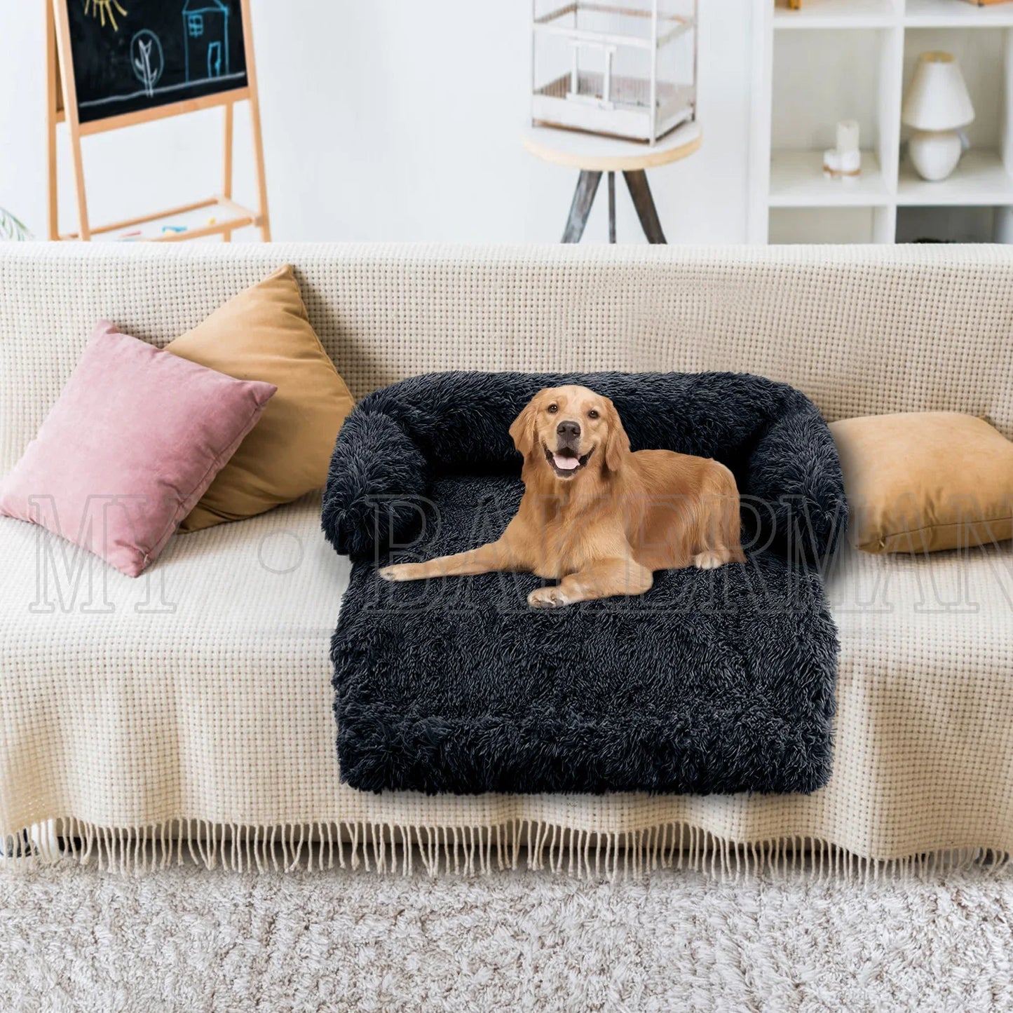 Large Dog Bed Sofa Fluffy Dogs Pet House Sofa Mat Long Plush Warm Kennel Pet Cat Puppy Cushion Washable Blanket Sofa Cover Puppy