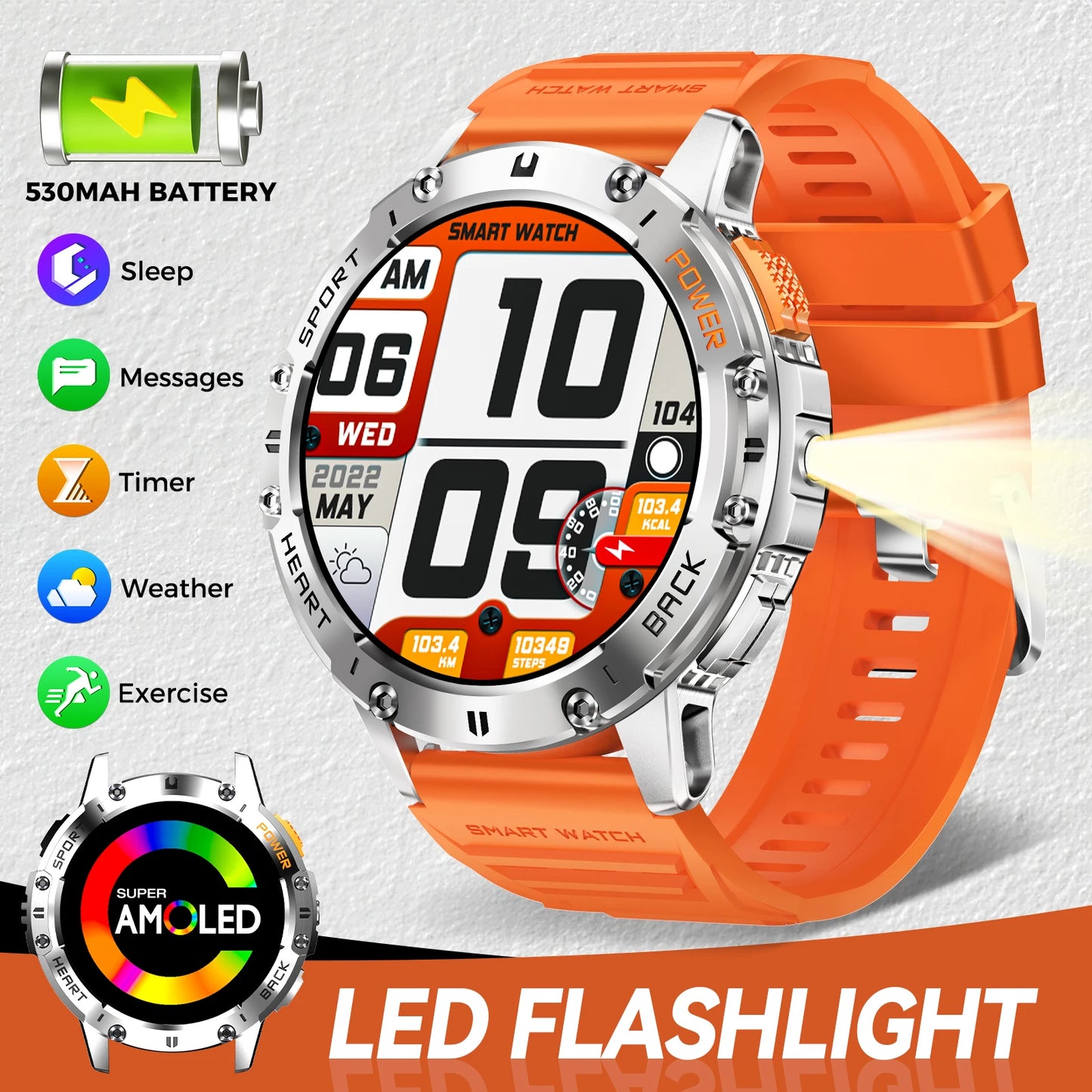 LaNikar New Rugged Smart Watch For Men With Wireless Calling