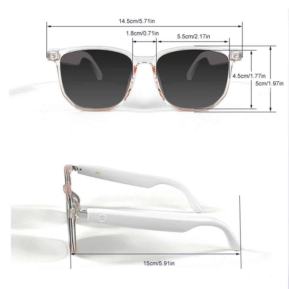 Smart Glasses Bluetooth-Compatible 5.3 Hands-Free Smart Glasses Open Ear Sound Mic & Speakers Polarized Sunglasses for Women Men