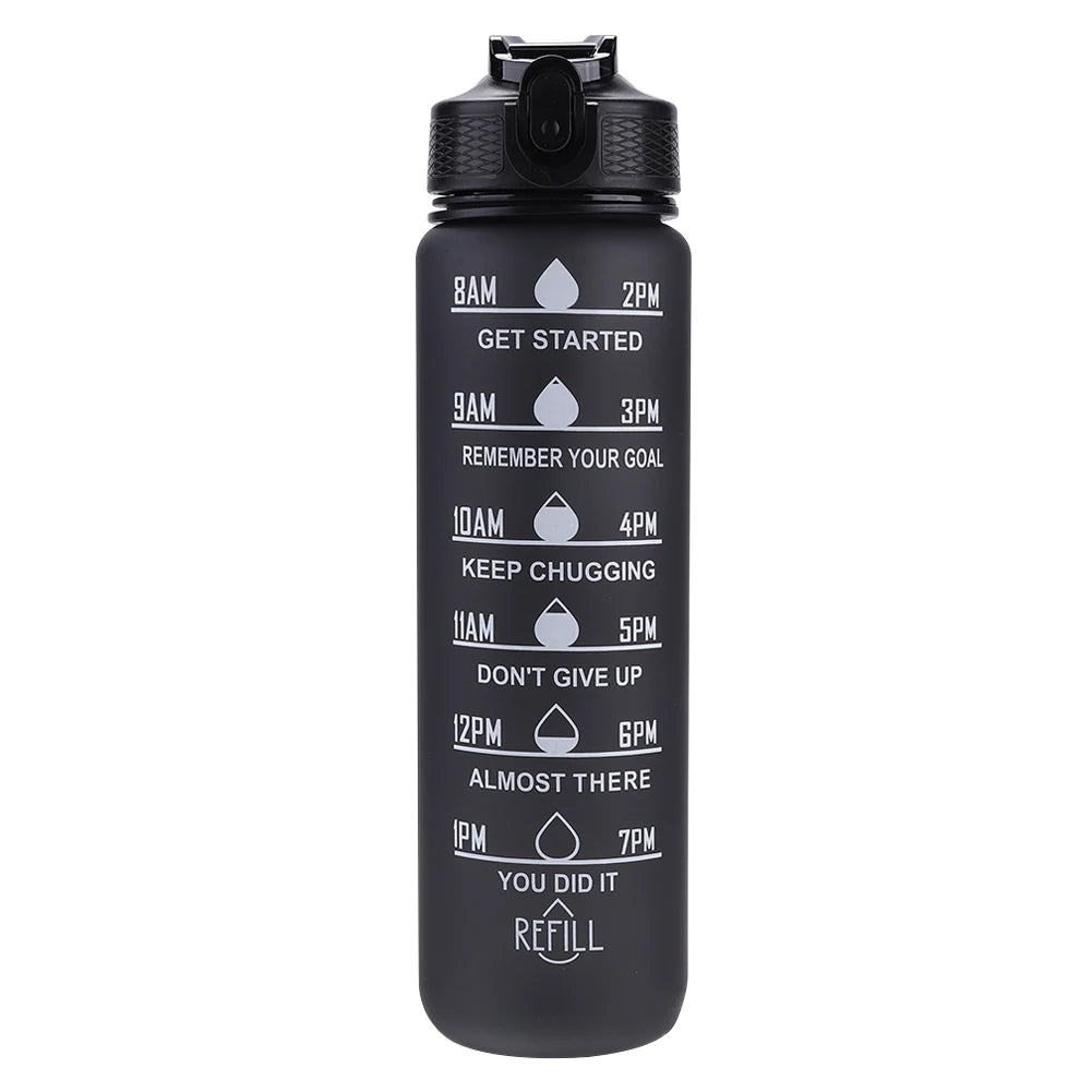 1000ml Sports Water Bottle Leakproof Plastic Frosted Cup