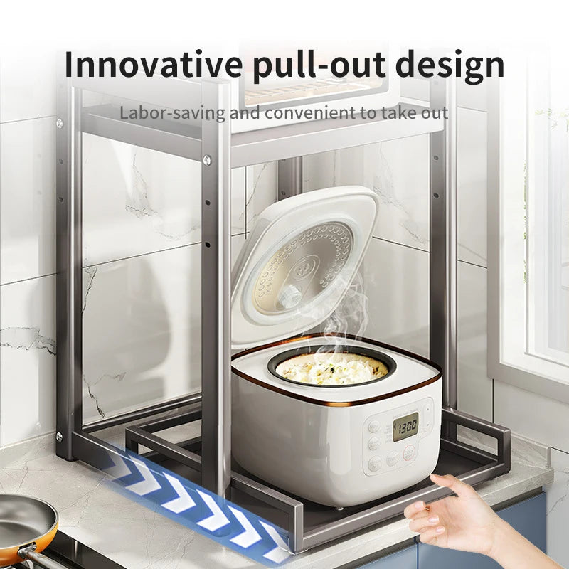 Kitchen Multifunction Microwave Storage Shelf And Cooker Stand