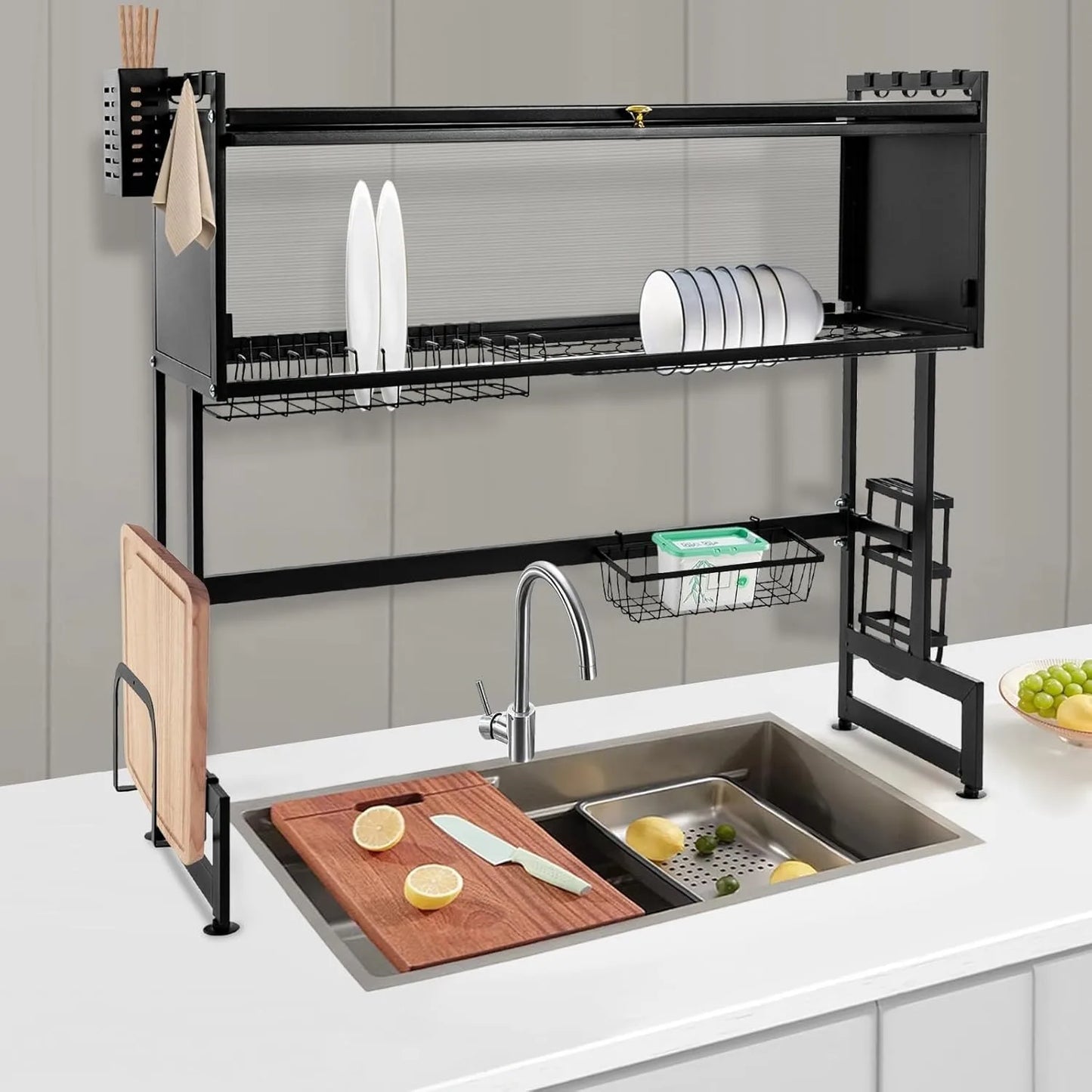 2-Tier Over The Sink Dish Drying Rack and Organizer