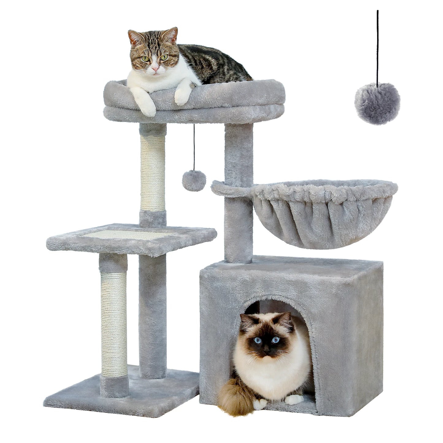 Indoor Cat Tree with Scratching Posts and Hammock Perch