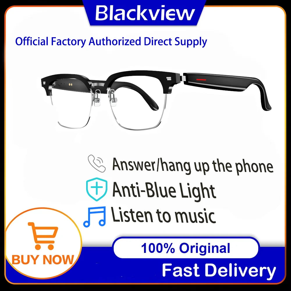 Smart Bluetooth Glasses with AI Voice Mic and Speaker