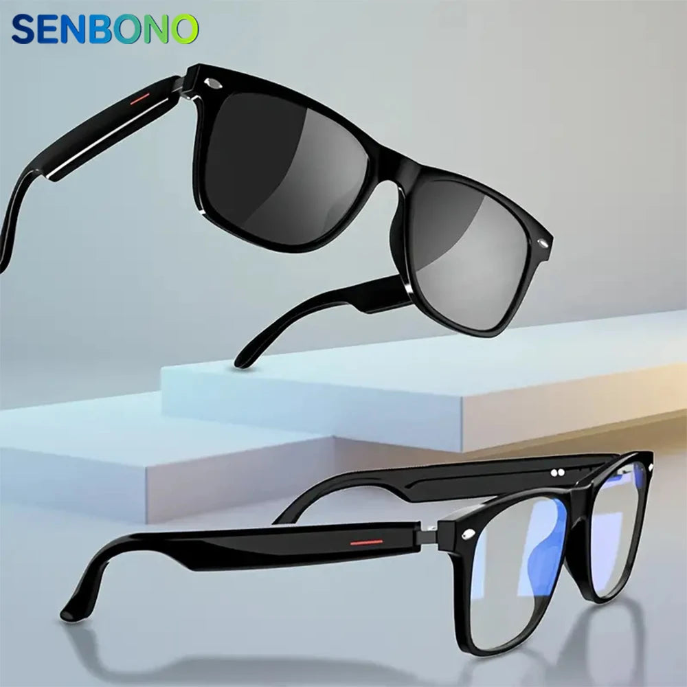 SENBONO Smart Glasses Open Ear Music Hands-Free Calling Stereo Sound Wearable Headsets Smart Sports Anti-Blue Light