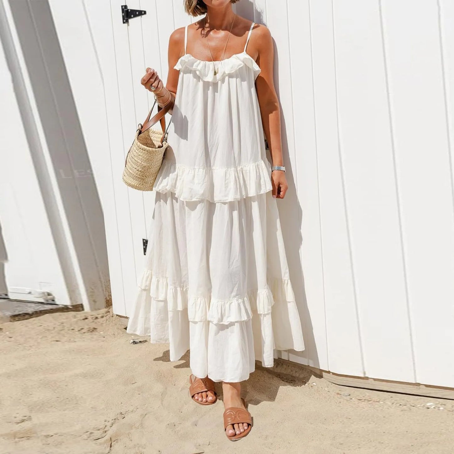 Women Backless Swing Dress for Casual Beach Days