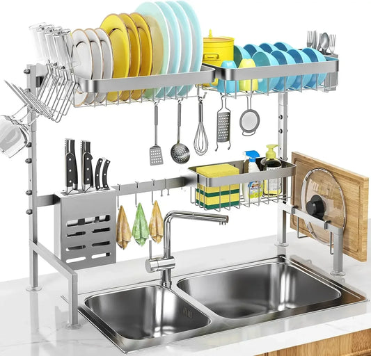 Stainless Steel Over The Sink Dish Drying Rack Organizer