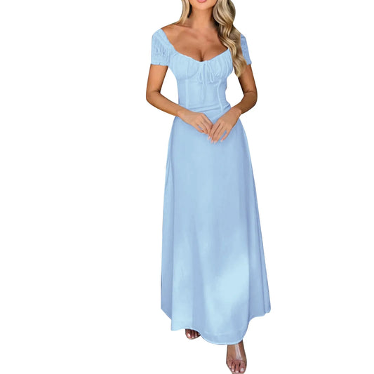 Elegant Backless Summer Dress for Women with Lace-Up Detail