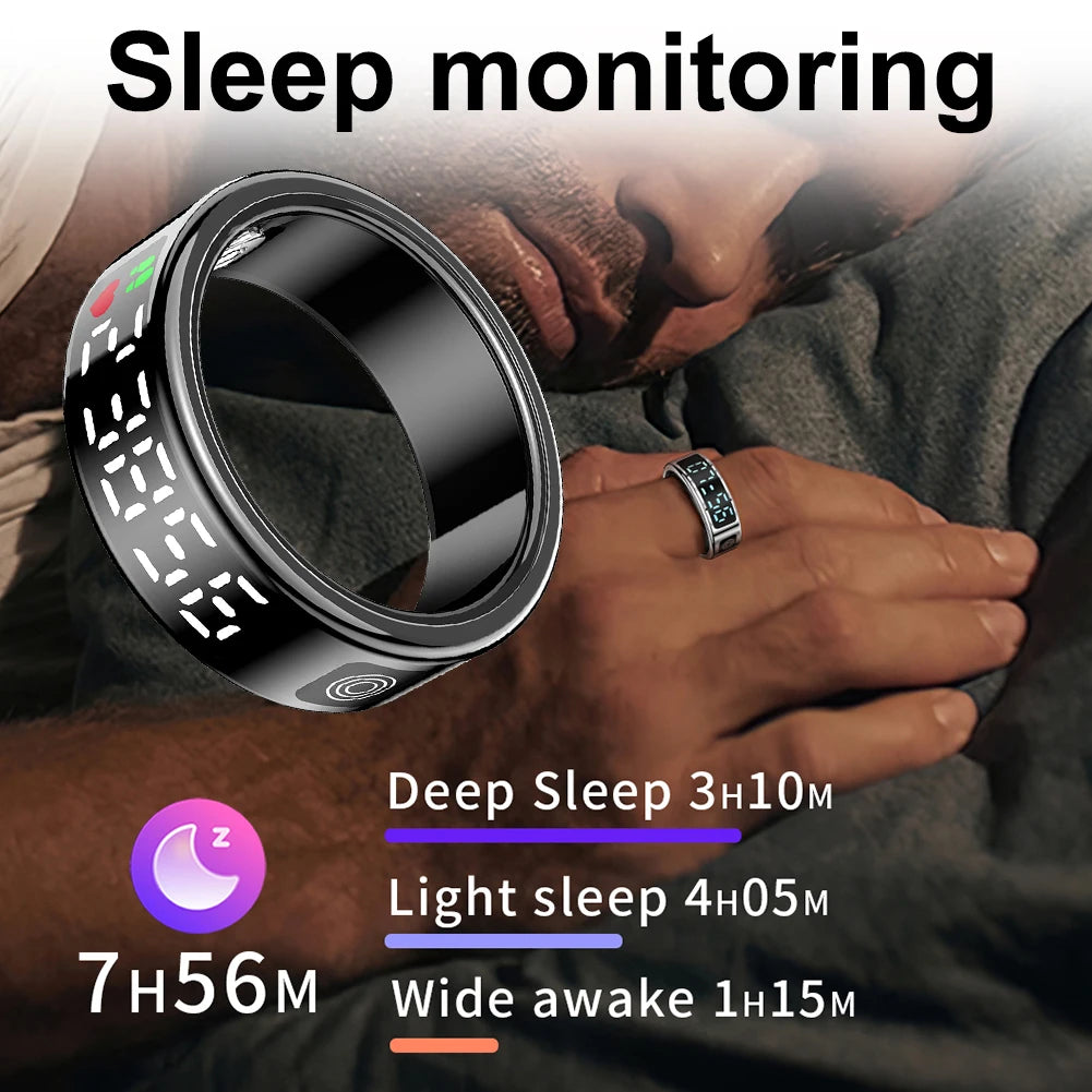 New RS08 Smart Ring Heart Rate Monitor Blood Oxygen Sleep Monitor 5ATM Waterproof Multi-sport Modes BT5.1 for Android IOS