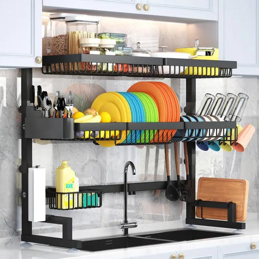 Expandable Over The Sink Dish Drying Rack Two Tier Design