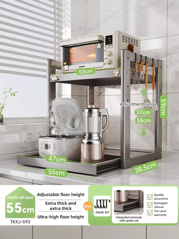 Kitchen Multifunction Microwave Storage Shelf And Cooker Stand