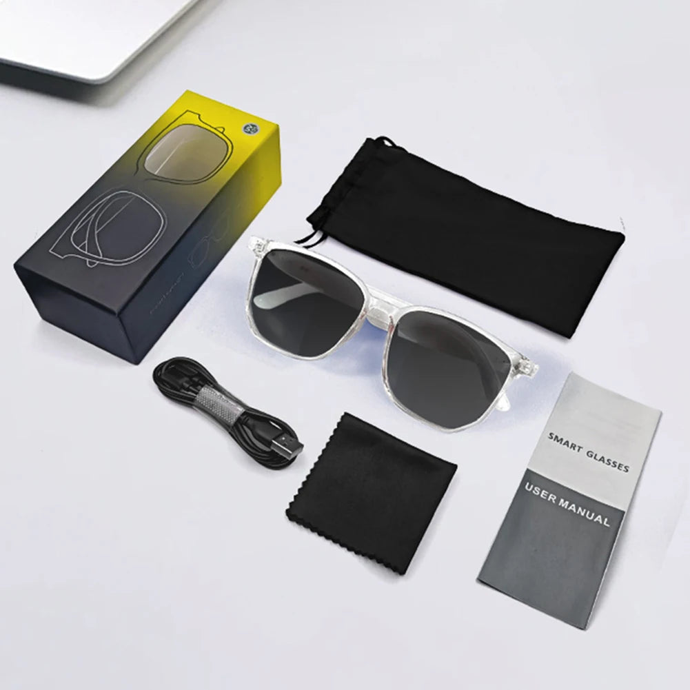 Smart Glasses Bluetooth-Compatible 5.3 Hands-Free Smart Glasses Open Ear Sound Mic & Speakers Polarized Sunglasses for Women Men