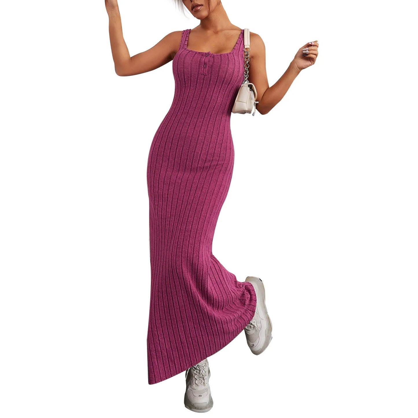 Elegant Sleeveless Casual Dress for Summer Evening Parties
