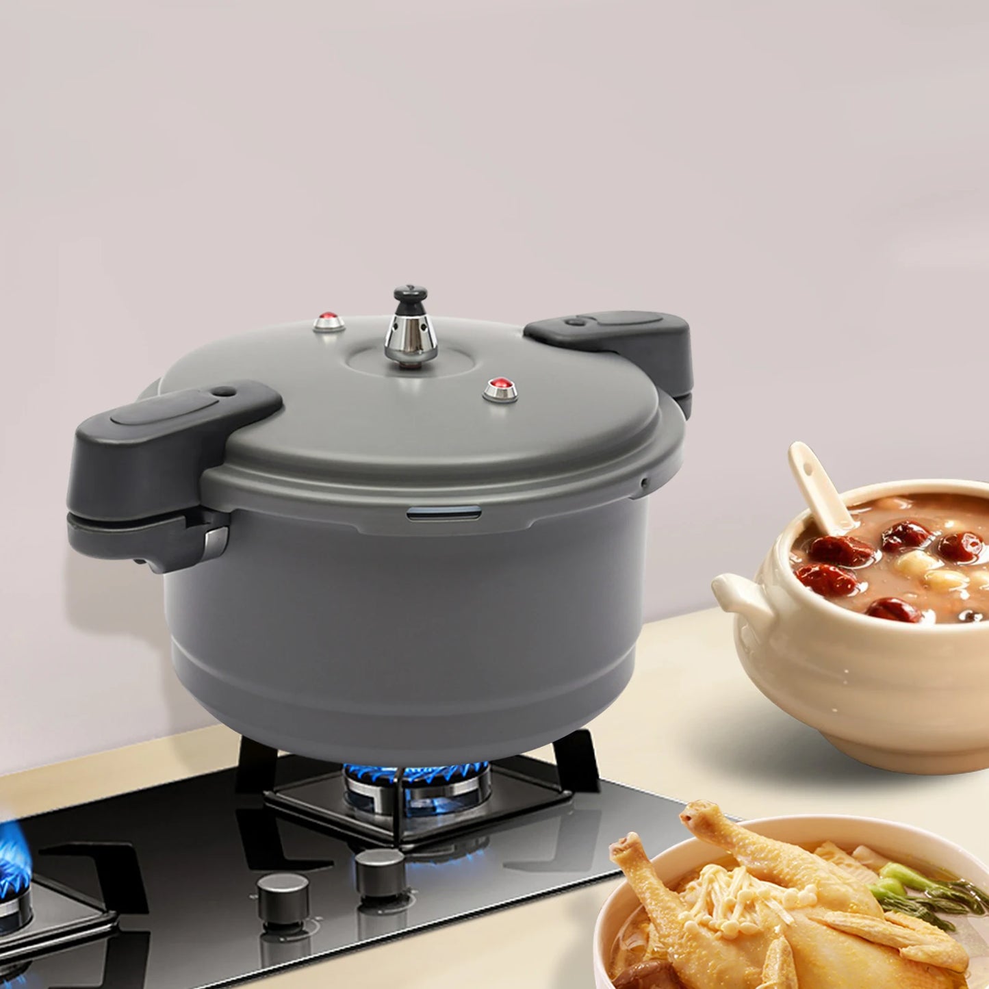 Lightweight Pressure Cooker with Spring Valve Safeguard System