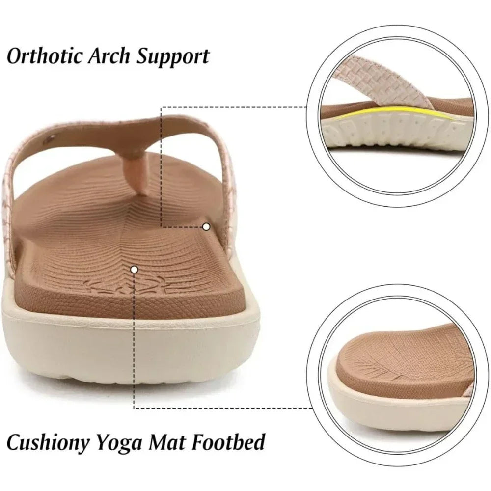 Womens Flip Flops Ladies Yoga Mat Comfortable Walking Thong Sandals With Plantar Fasciitis Arch Support Slip On Indoor