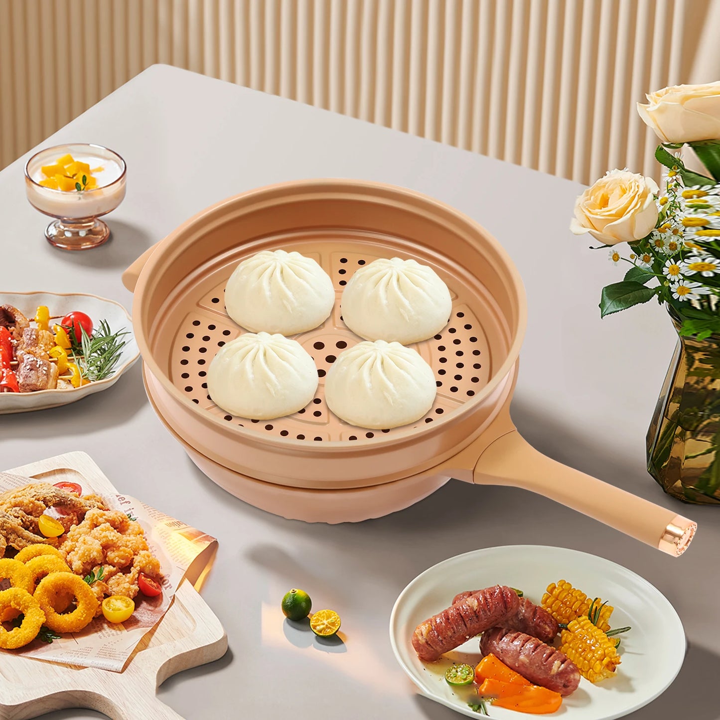 Multifunctional Micro Pressure Cooker With Steamer Basket for Cooking