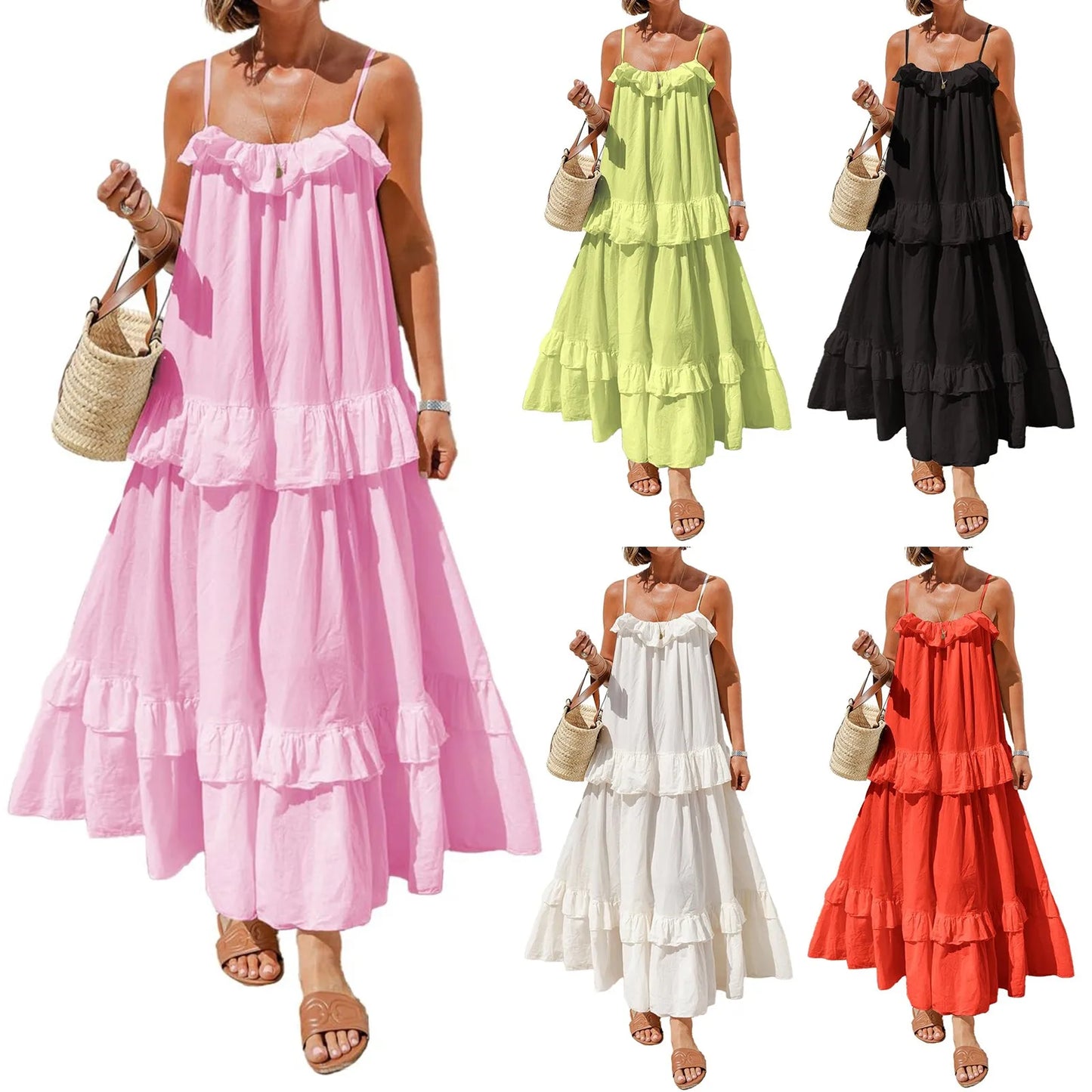 Women Backless Swing Dress for Casual Beach Days