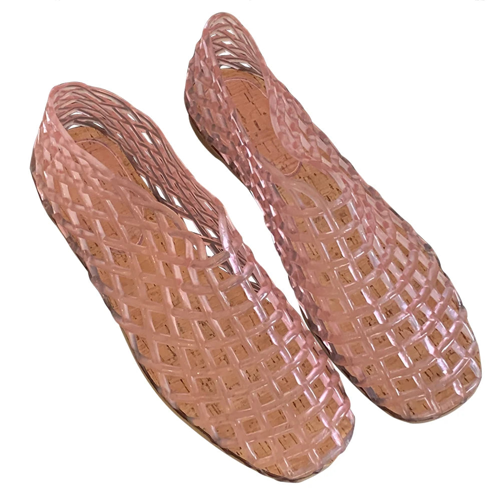 Women Jelly Flats Lightweight Breathable Slip-On Summer Sandals