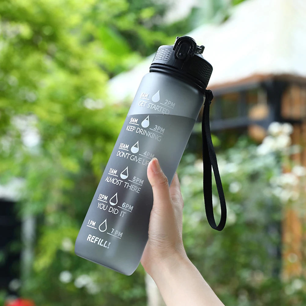 1000ml Sports Water Bottle Leakproof Plastic Frosted Cup