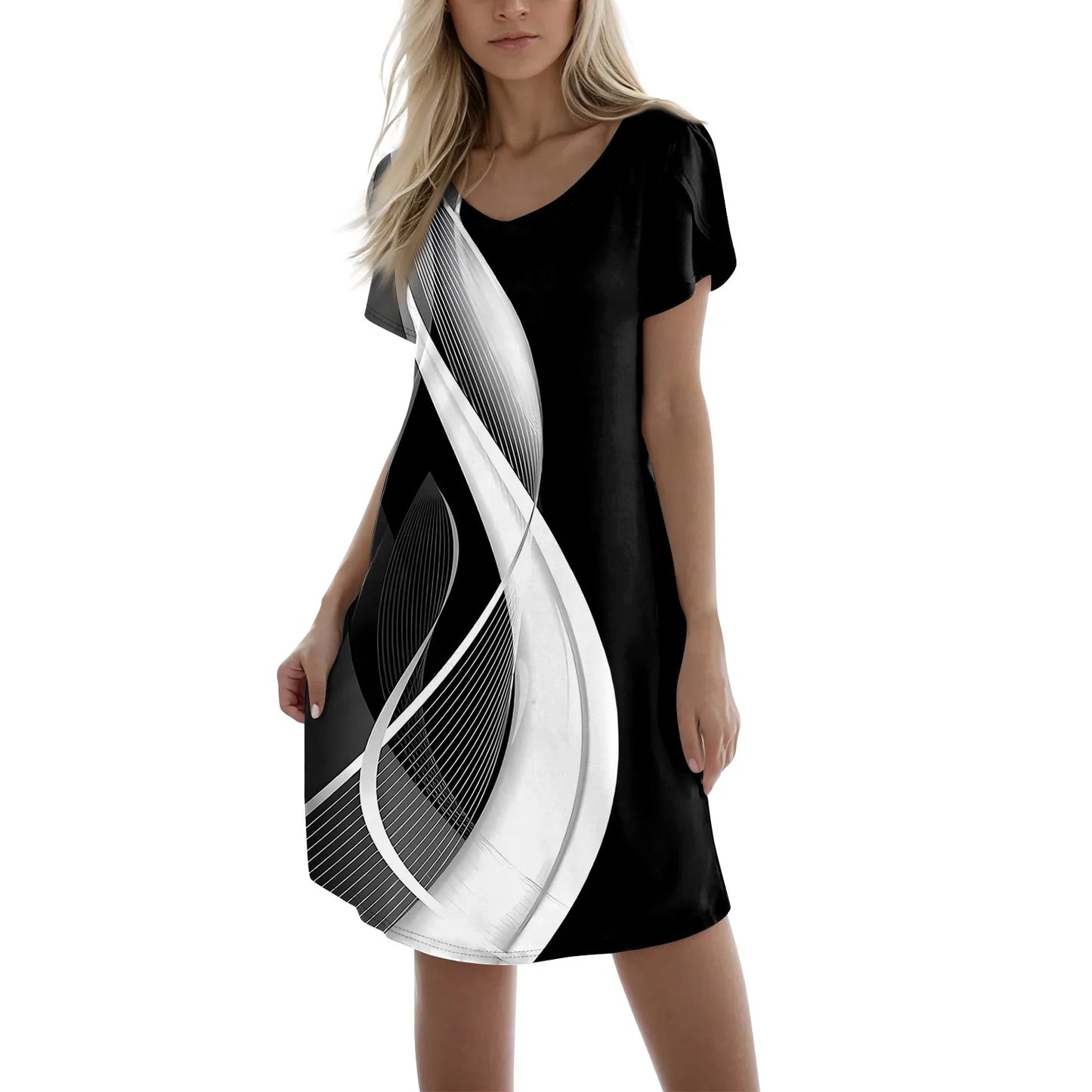 Elegant Casual V Neck Short Sleeve Women's Summer Dress