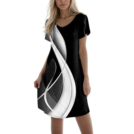 Elegant Casual V Neck Short Sleeve Women's Summer Dress
