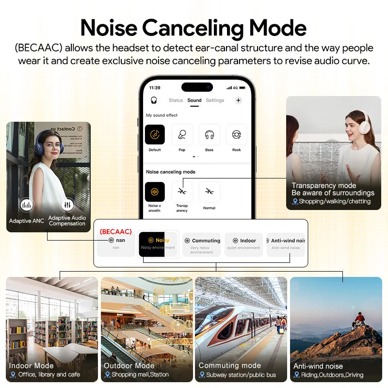 QCY H3 ANC Wireless Headphones Bluetooth 5.4 Over Ear Hi-Res Audio Noise Cancellation 60H