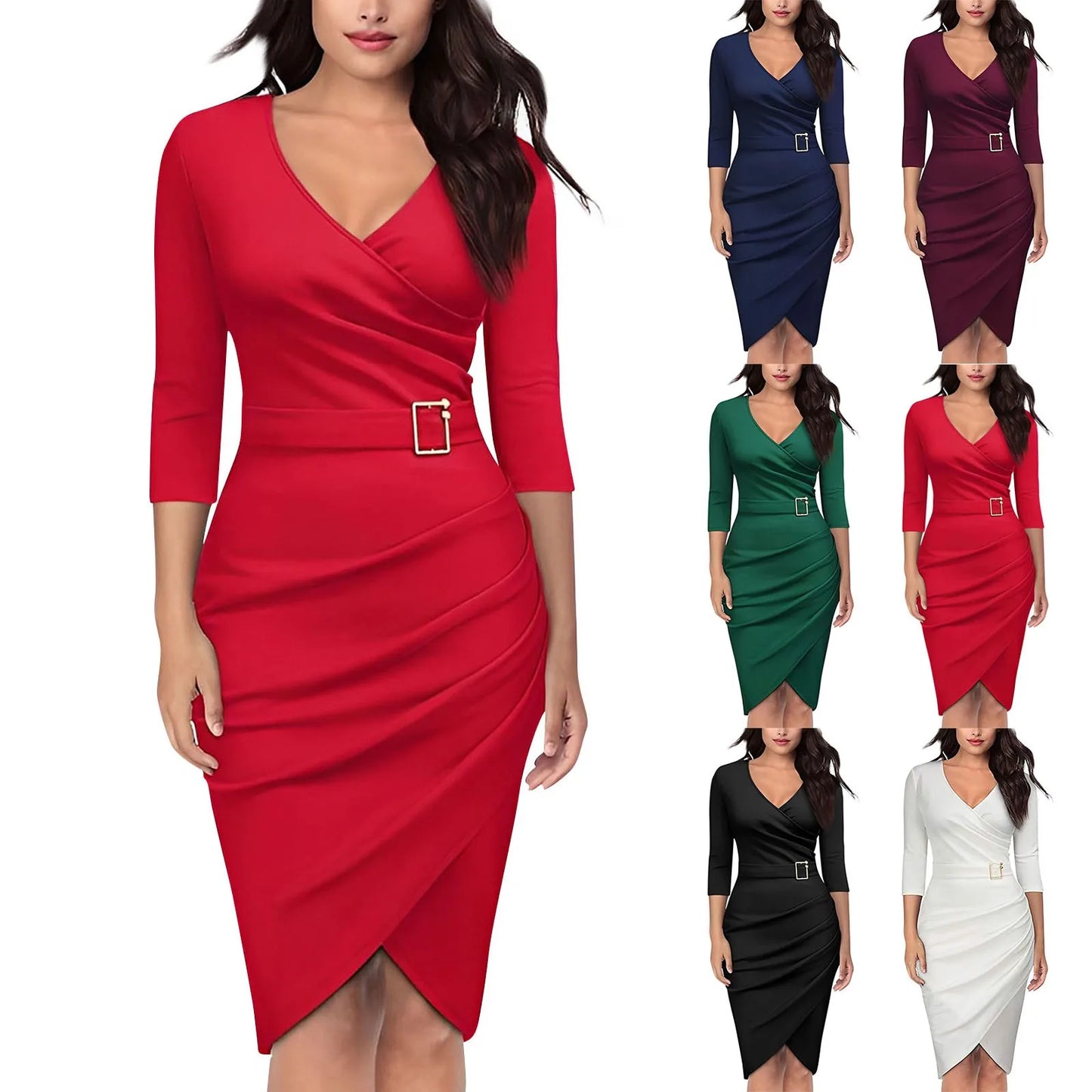 Velvet Dress Women Elegant V-neck Long Sleeve Evening Party Dress Fashion Ladies Work Knee-length Autumn Winter Dresses New