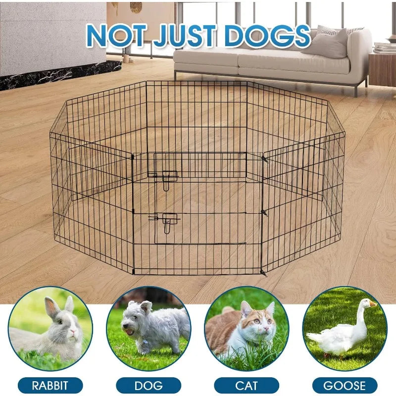 Dog Pen Pet Playpen Dog Fence Indoor Foldable Metal Wire