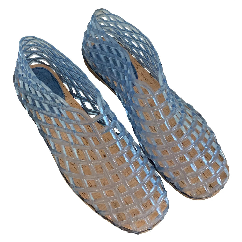 Women Jelly Flats Lightweight Breathable Slip-On Summer Sandals