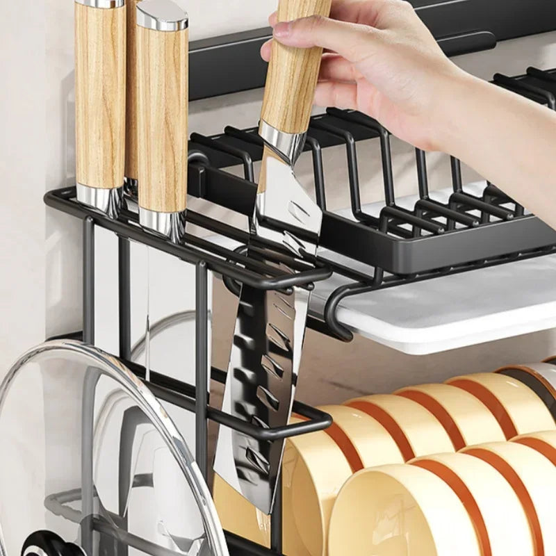 Wall Mounted Multifunctional Kitchen Dish Rack Organizer and Storage