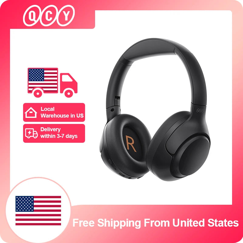 QCY H3 ANC Wireless Headphones Bluetooth 5.4 Over Ear Hi-Res Audio Noise Cancellation 60H