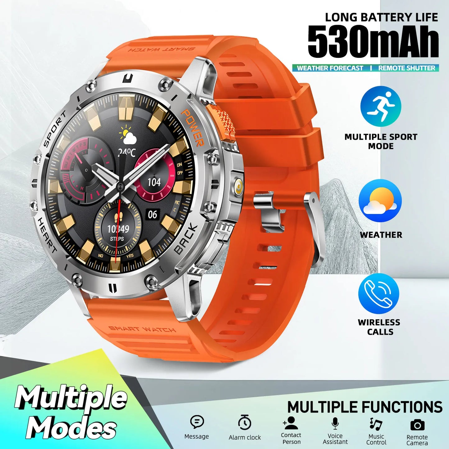 LaNikar New Rugged Smart Watch For Men With Wireless Calling
