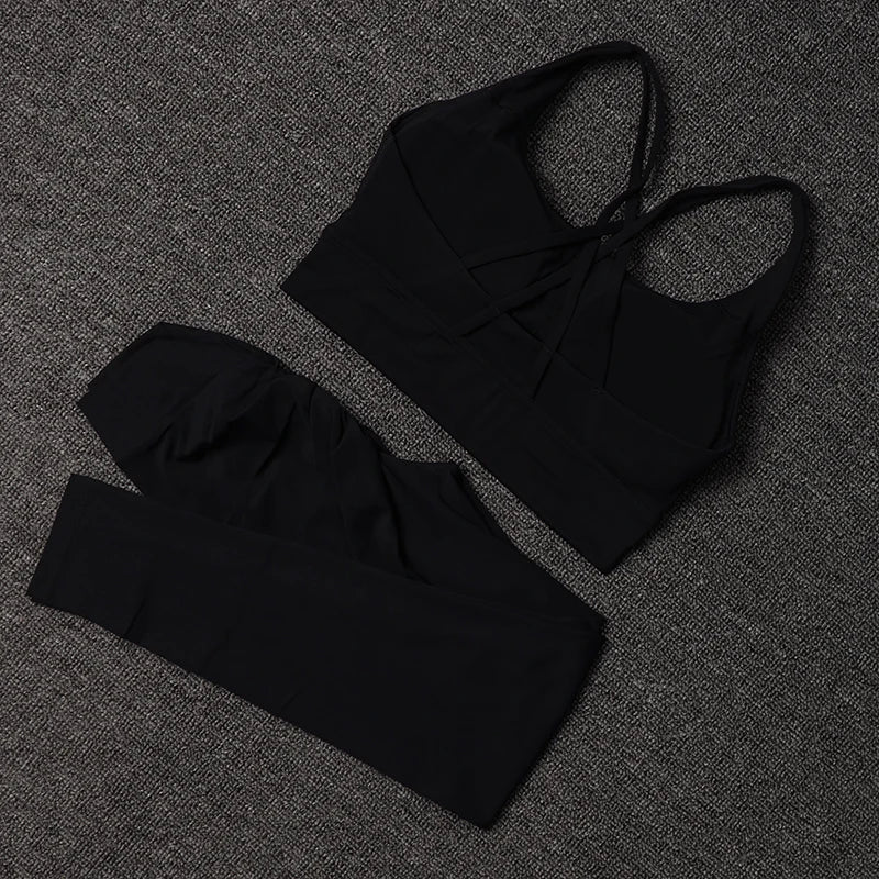 Women's Yoga Set with V Back Leggings and Sports Bra