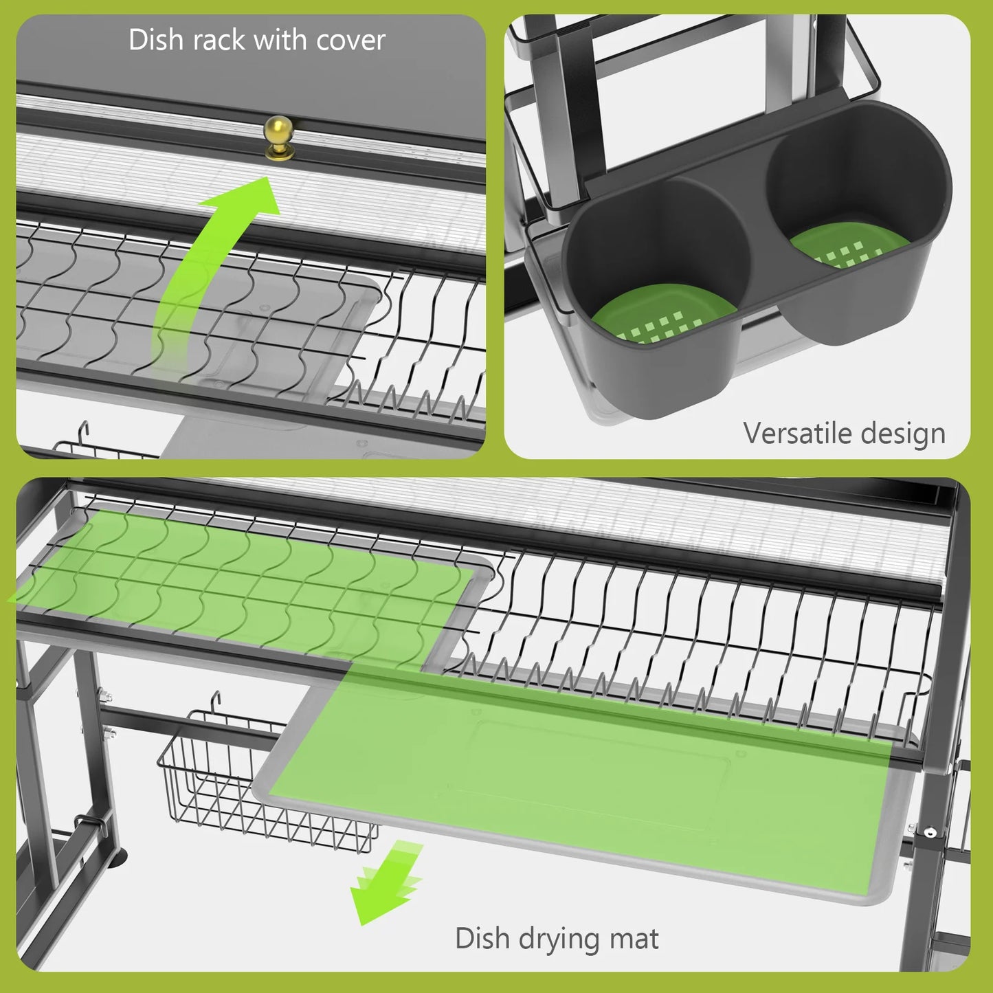 Over The Sink 3 Tier Dish Drying Rack For Kitchen