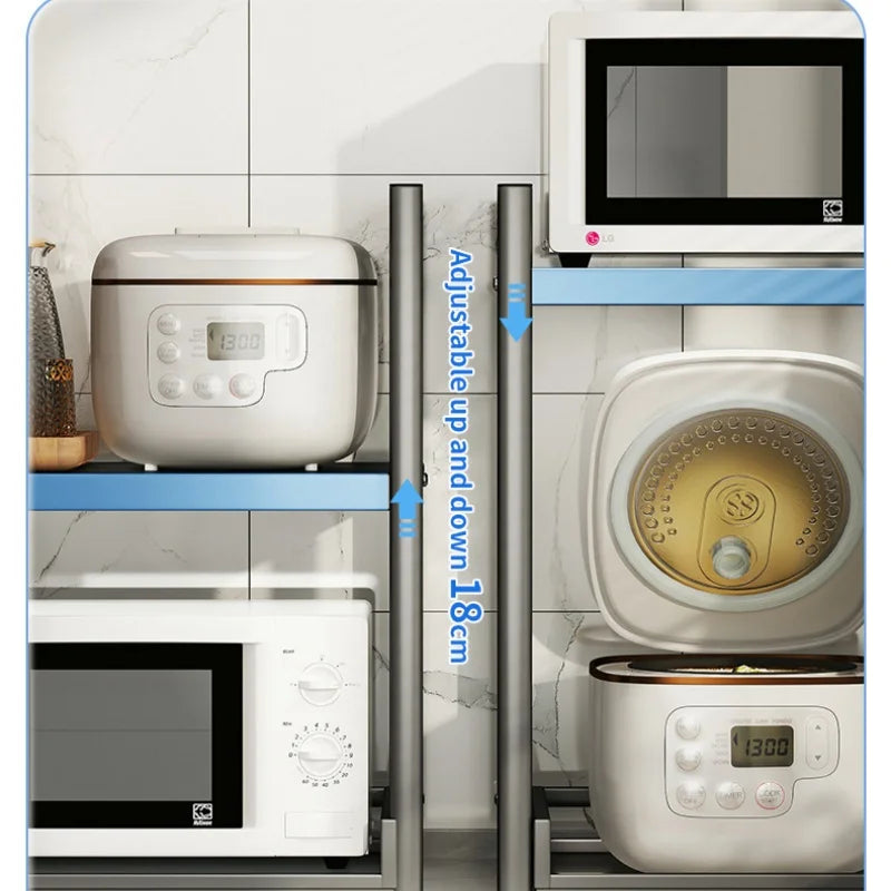 Kitchen Multifunction Microwave Storage Shelf And Cooker Stand