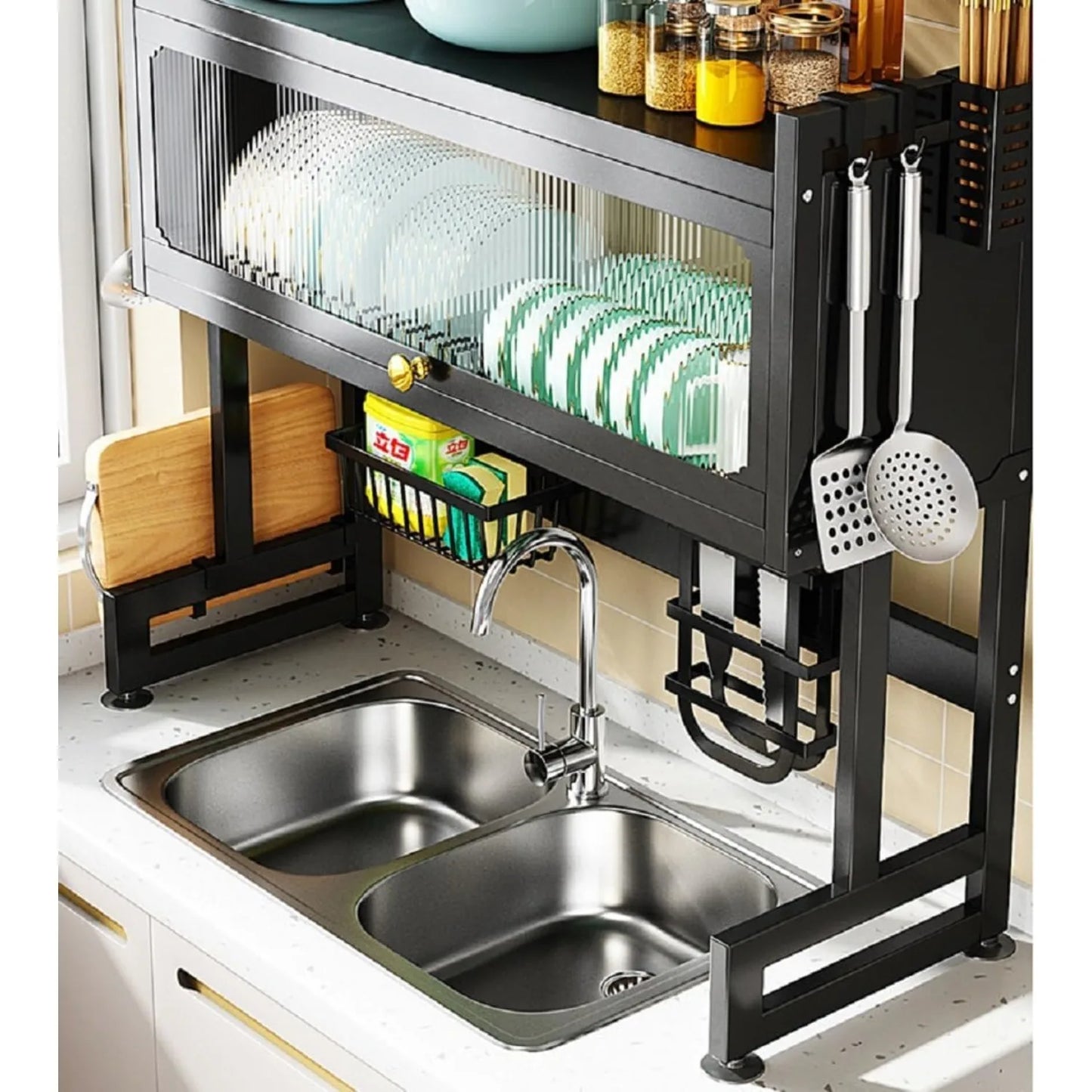 2-Tier Over The Sink Dish Drying Rack and Organizer