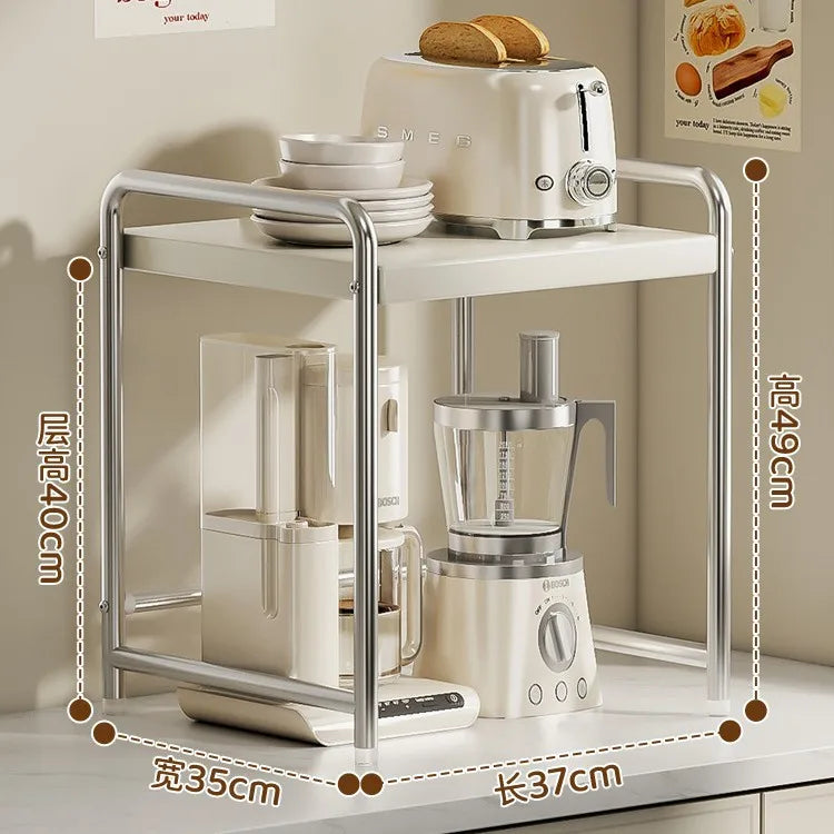 Kitchen Countertop Microwave Shelf Rack and Organizer Solution