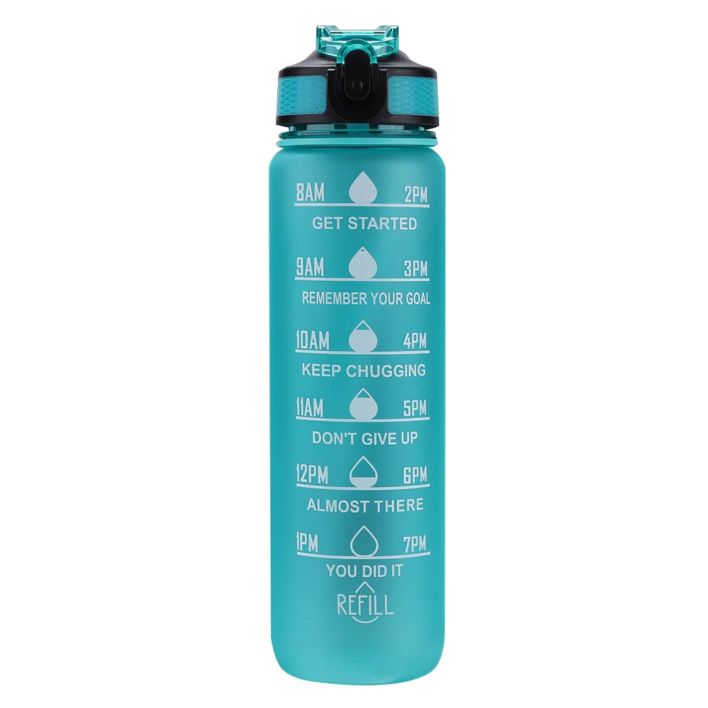 1000ml Sports Water Bottle Leakproof Plastic Frosted Cup