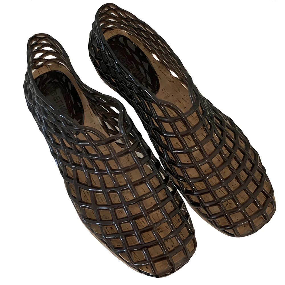 Women Jelly Flats Lightweight Breathable Slip-On Summer Sandals