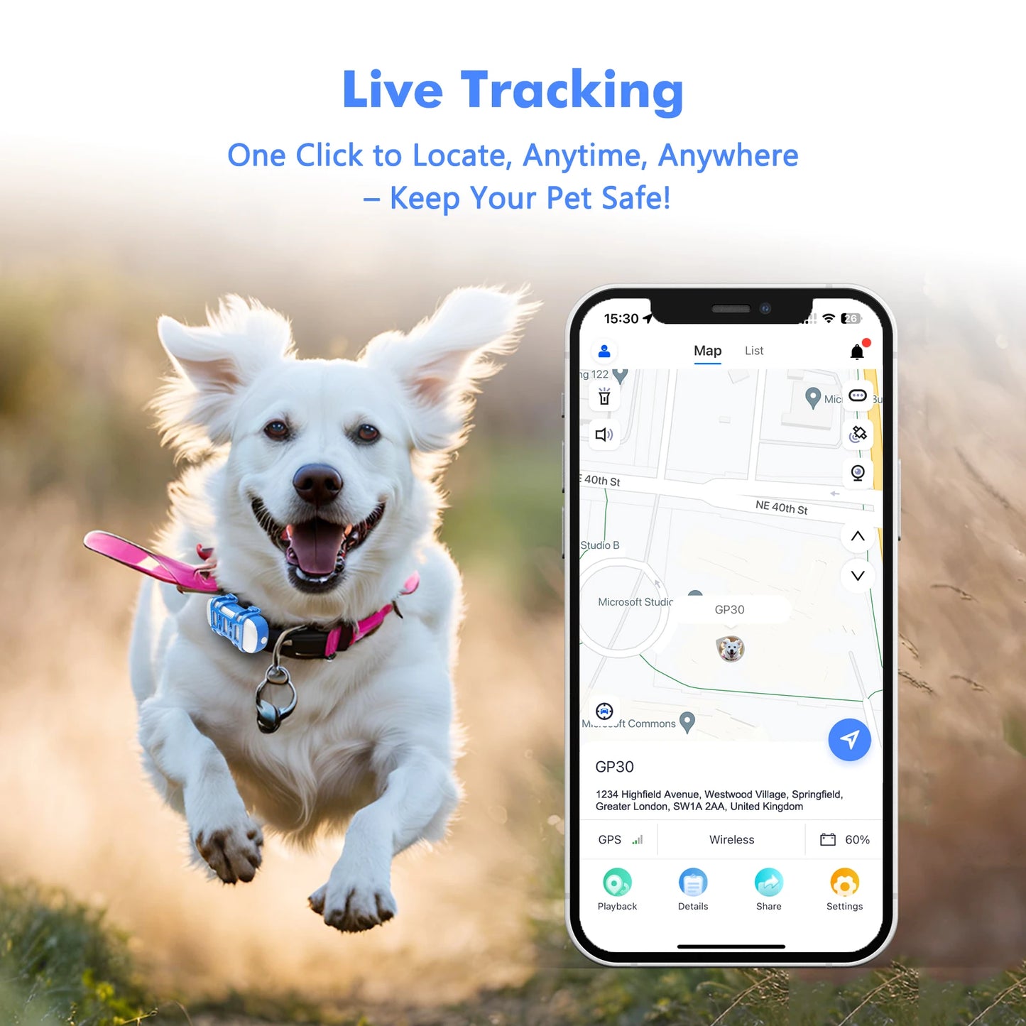 4G GPS Pet Tracker with App Live Tracking and Alerts
