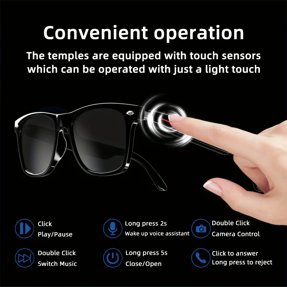 SENBONO Fashion Men's Smart Glasses With Sunglasses Open Ear Headsets Waterproof Hands-Free Calling Sunglasses For Men Womem