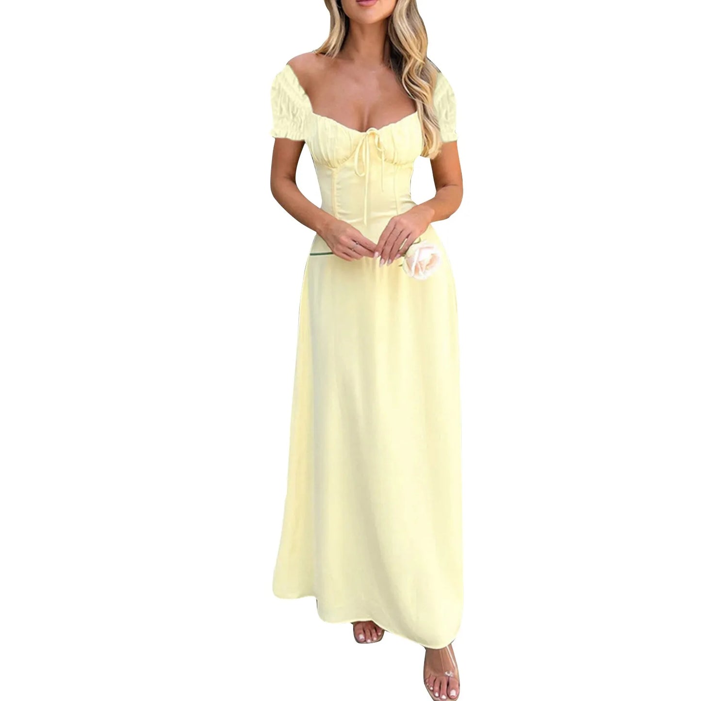 Elegant Backless Summer Dress for Women with Lace-Up Detail