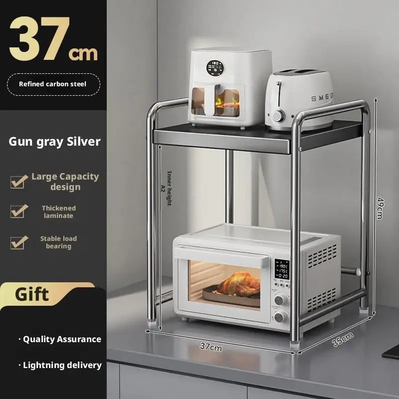 Kitchen Countertop Microwave Shelf Rack and Organizer Solution