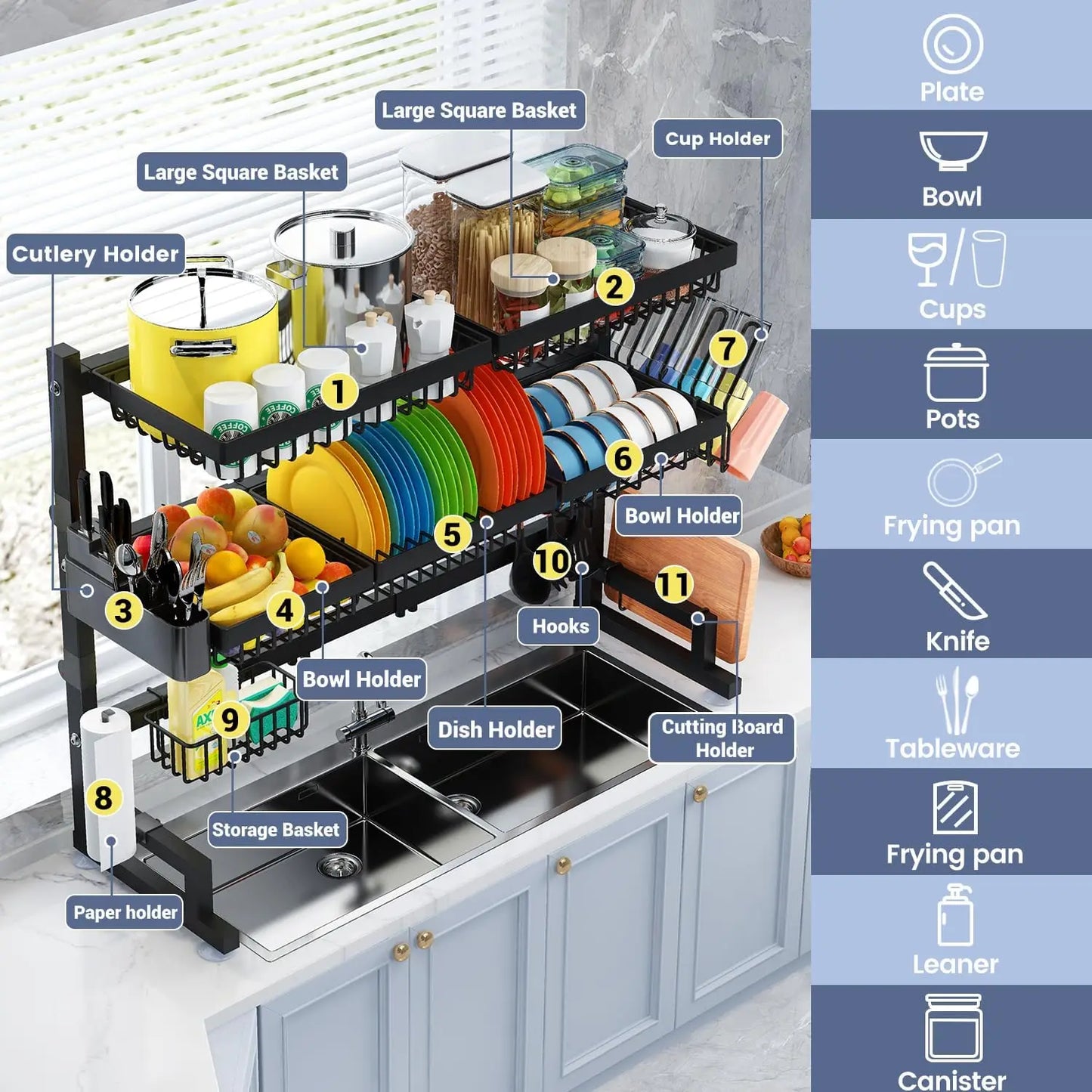 Expandable Over The Sink Dish Drying Rack Two Tier Design